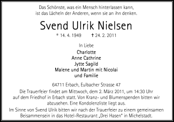 Traueranzeige von Svend Ulrik Nielsen von Odenwälder Echo