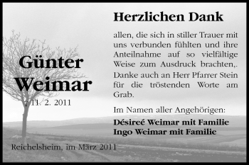 Traueranzeige von Günter Weimar von Odenwälder Echo