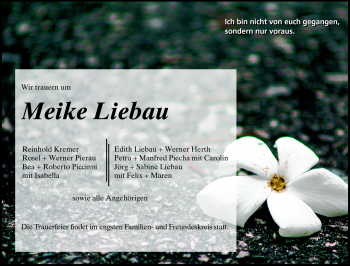 Traueranzeige von Meike Liebau von Rüsselsheimer Echo, Groß-Gerauer-Echo, Ried Echo