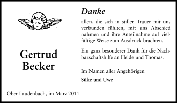 Traueranzeige von Gertrud Becker von Starkenburger Echo