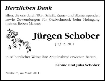 Traueranzeige von Jürgen Schober von Rüsselsheimer Echo, Groß-Gerauer-Echo, Ried Echo