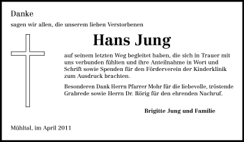 Traueranzeige von Hans Jung von Echo-Zeitungen (Gesamtausgabe)