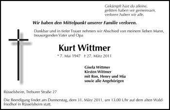 Traueranzeige von Kurt Wittmer von Rüsselsheimer Echo, Groß-Gerauer-Echo, Ried Echo