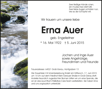 Traueranzeige von Erna Auer von Darmstädter Echo