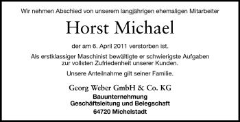 Traueranzeige von Horst Michael von Odenwälder Echo