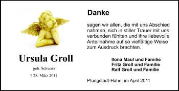 Traueranzeige von Ursula Groll von Echo-Zeitungen (Gesamtausgabe)