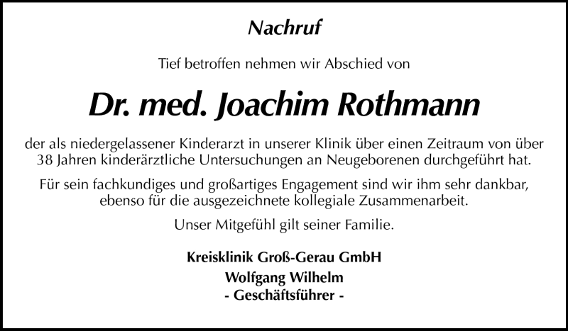 Traueranzeige für Joachim Rothmann vom 23.04.2011 aus Darmstädter Echo, Odenwälder Echo, Rüsselsheimer Echo, Groß-Gerauer-Echo, Ried Echo