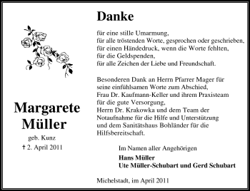 Traueranzeige von Margarete Müller von Odenwälder Echo