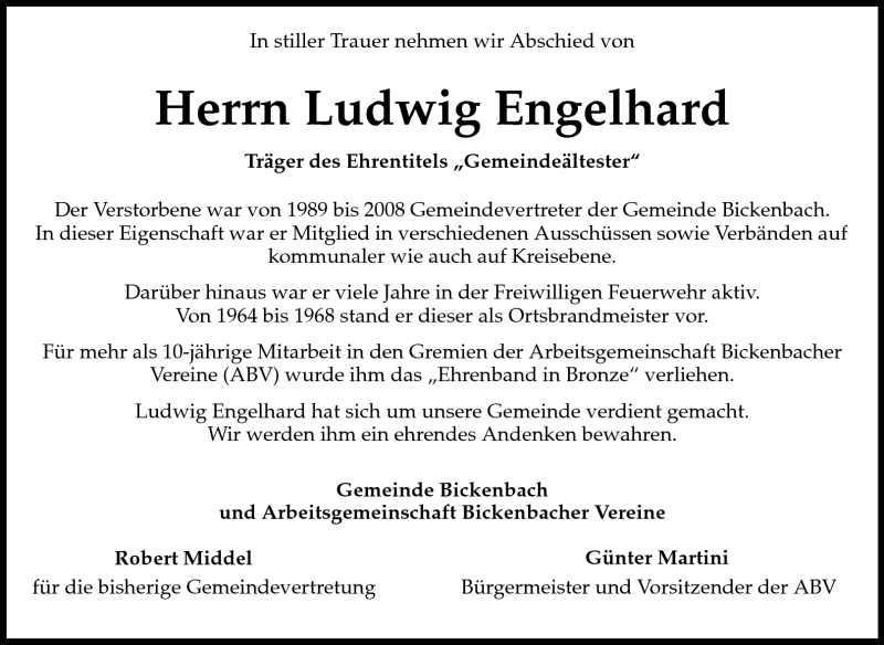  Traueranzeige für Ludwig Engelhard vom 27.04.2011 aus Darmstädter Echo, Odenwälder Echo, Rüsselsheimer Echo, Groß-Gerauer-Echo, Ried Echo