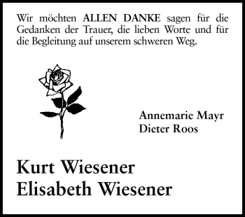 Traueranzeige von Kurt und Elisabeth Wiesener von Darmstädter Echo, Odenwälder Echo, Rüsselsheimer Echo, Groß-Gerauer-Echo, Ried Echo