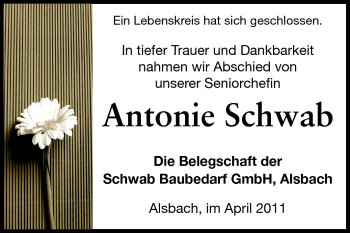 Traueranzeige von Antonie Schwab von Echo-Zeitungen (Gesamtausgabe)