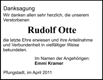 Traueranzeige von Rudolf Otte von Echo-Zeitungen (Gesamtausgabe)