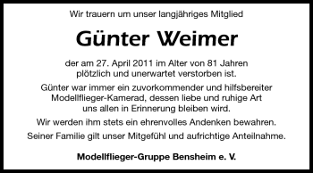 Traueranzeige von Günter Weimer von Starkenburger Echo