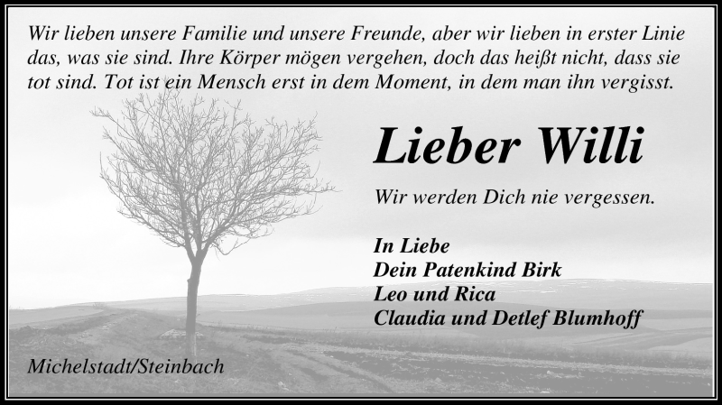  Traueranzeige für Willi Walther vom 10.05.2011 aus Odenwälder Echo