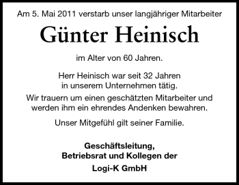 Traueranzeige von Günter Heinisch von Echo-Zeitungen (Gesamtausgabe)