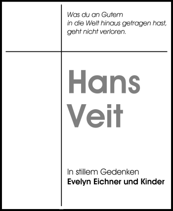 Traueranzeige von Hans Veit von Rüsselsheimer Echo, Groß-Gerauer-Echo, Ried Echo