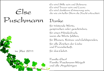 Traueranzeige von Else Puschmann von Rüsselsheimer Echo, Groß-Gerauer-Echo, Ried Echo