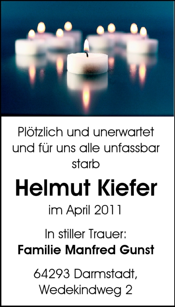 Traueranzeige für Helmut Kiefer vom 21.05.2011 aus Echo-Zeitungen (Gesamtausgabe)