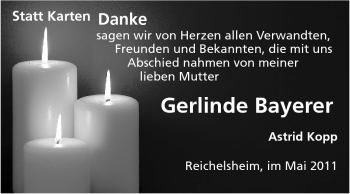 Traueranzeige von Gerlinde Bayerer von Echo-Zeitungen (Gesamtausgabe)