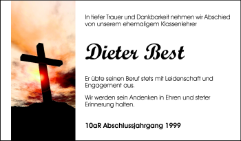 Traueranzeige von Dieter Best von Odenwälder Echo