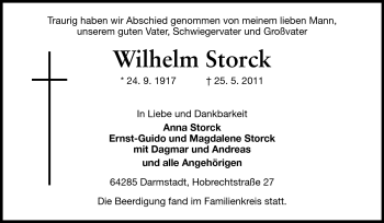 Traueranzeige von Wilhelm Storck von Echo-Zeitungen (Gesamtausgabe)