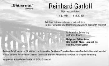 Traueranzeige von Reinhard Garloff von Echo-Zeitungen (Gesamtausgabe)