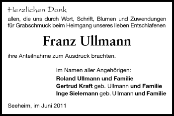 Traueranzeige von Franz Ullmann von Echo-Zeitungen (Gesamtausgabe)