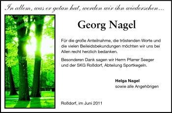 Traueranzeige von Georg Nagel von Echo-Zeitungen (Gesamtausgabe)