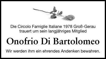 Traueranzeige von Onofrio Di Bartolomeo von Rüsselsheimer Echo, Groß-Gerauer-Echo, Ried Echo