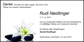 Traueranzeige von Rudi Neidlinger  von Rüsselsheimer Echo, Groß-Gerauer-Echo, Ried Echo