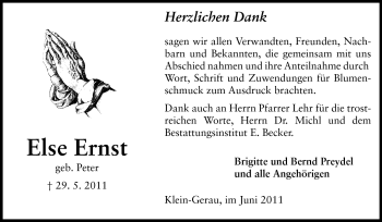 Traueranzeige von Else Ernst von Rüsselsheimer Echo, Groß-Gerauer-Echo, Ried Echo