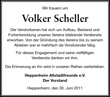 Traueranzeige von Volker Scheller von Starkenburger Echo