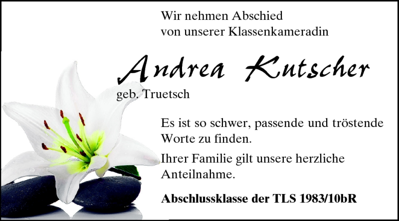  Traueranzeige für Andrea Kutscher vom 06.07.2011 aus Odenwälder Echo