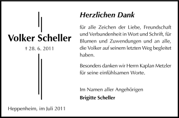 Traueranzeige von Volker Scheller von Starkenburger Echo