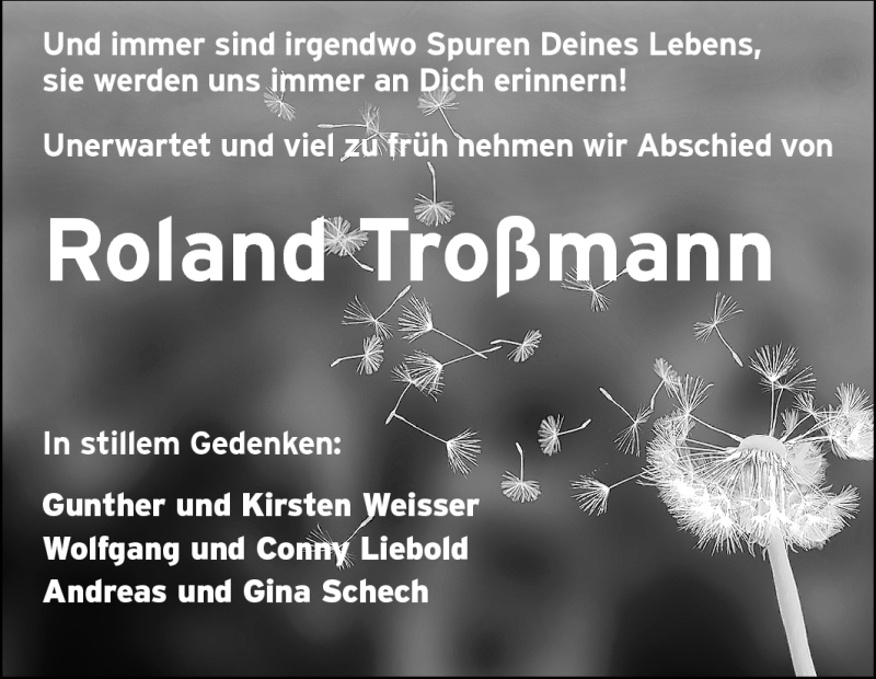  Traueranzeige für Roland Troßmann vom 14.07.2011 aus Odenwälder Echo