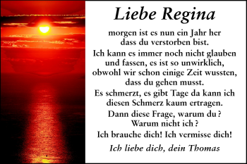 Traueranzeige von Regina Guthmann von Rüsselsheimer Echo, Groß-Gerauer-Echo, Ried Echo