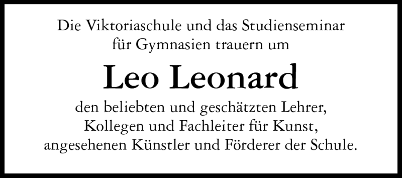  Traueranzeige für Leo Leonard vom 23.07.2011 aus Echo-Zeitungen (Gesamtausgabe)