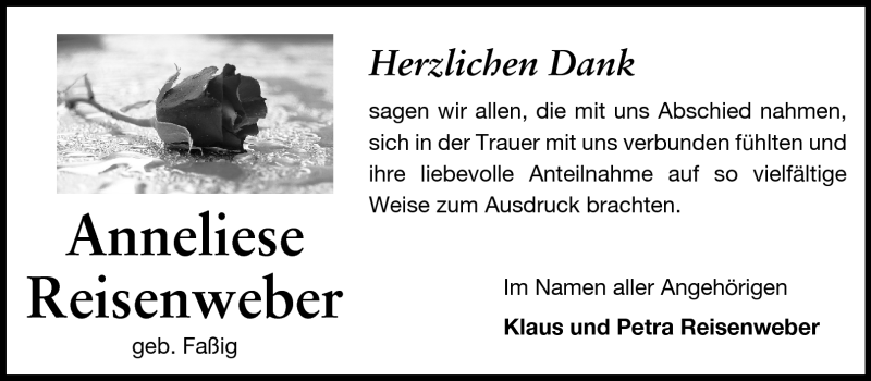  Traueranzeige für Anneliese Reisenweber vom 23.07.2011 aus Darmstädter Echo, Odenwälder Echo, Rüsselsheimer Echo, Groß-Gerauer-Echo, Ried Echo