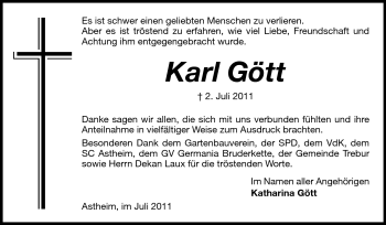 Traueranzeige von Karl Gött von Rüsselsheimer Echo, Groß-Gerauer-Echo, Ried Echo