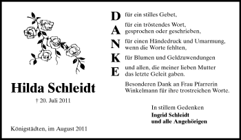Traueranzeige von Hilda Schleidt von Rüsselsheimer Echo, Groß-Gerauer-Echo, Ried Echo