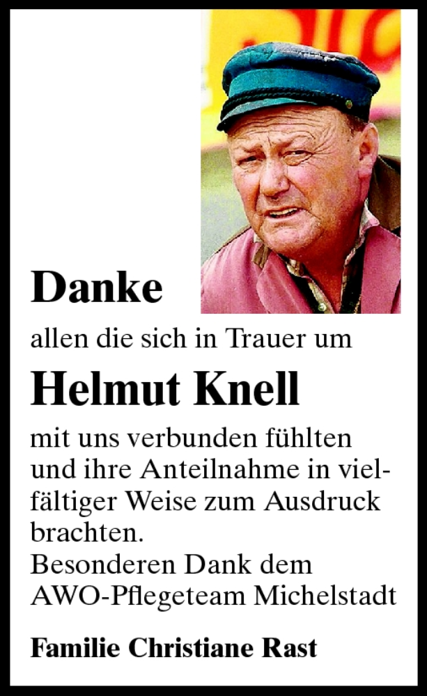  Traueranzeige für Helmut Knell vom 05.08.2011 aus Odenwälder Echo