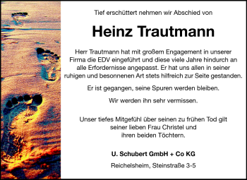 Traueranzeige von Heinz Trautmann von Odenwälder Echo