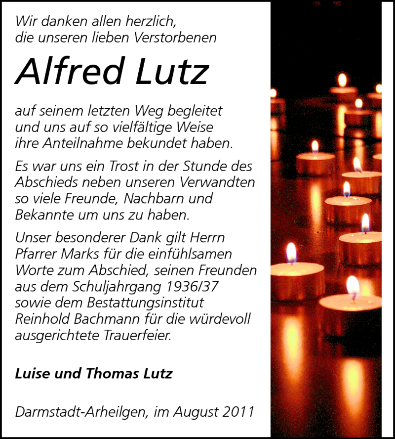  Traueranzeige für Alfred Lutz vom 20.08.2011 aus Echo-Zeitungen (Gesamtausgabe)