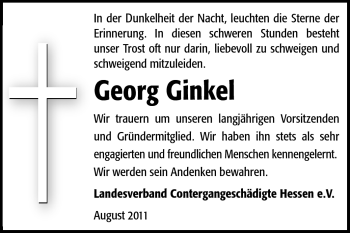 Traueranzeige von Georg Ginkel von Rüsselsheimer Echo, Groß-Gerauer-Echo, Ried Echo