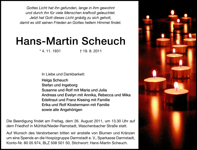  Traueranzeige für Hans-Martin Scheuch vom 23.08.2011 aus Echo-Zeitungen (Gesamtausgabe)
