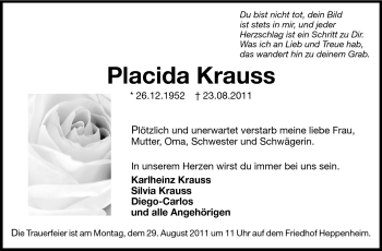 Traueranzeige von Placida Krauss von Starkenburger Echo