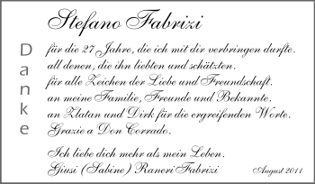 Traueranzeige von Stefano Fabrizi von Echo-Zeitungen (Gesamtausgabe)