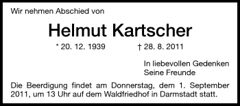 Traueranzeige von Helmut Kartscher von Darmstädter Echo, Odenwälder Echo, Rüsselsheimer Echo, Groß-Gerauer-Echo, Ried Echo