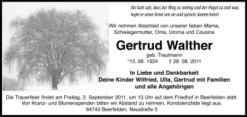 Traueranzeige von Gertrud Walther von Odenwälder Echo