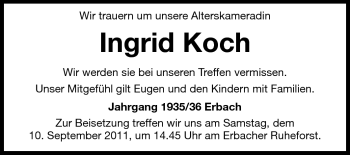 Traueranzeige von Ingrid Koch von Echo-Zeitungen (Gesamtausgabe)